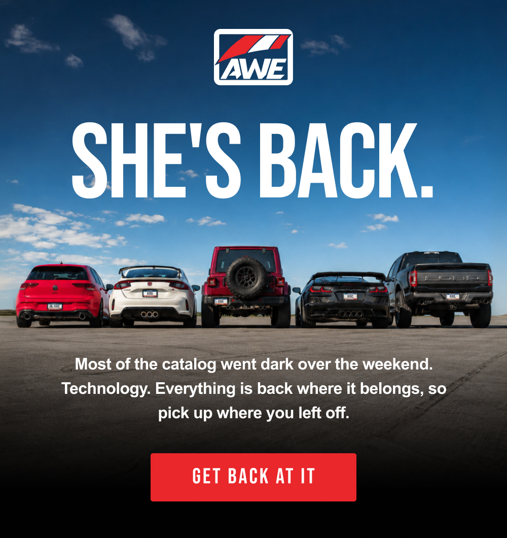 She's Back. Most of the catalog went dark over the weekend. Technology. Everything is back up where it belongs, so pick up where you left off. | GET BACK AT IT